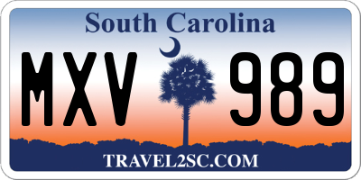 SC license plate MXV989