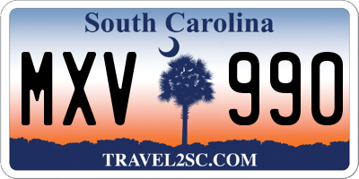 SC license plate MXV990