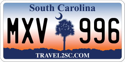 SC license plate MXV996