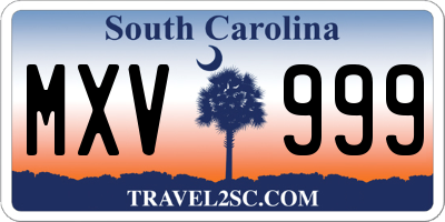 SC license plate MXV999