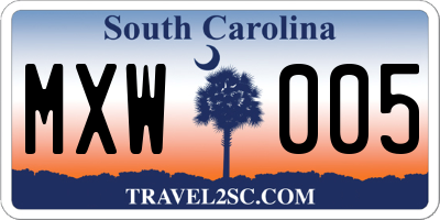 SC license plate MXW005