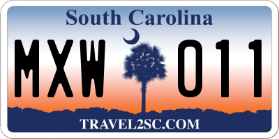 SC license plate MXW011