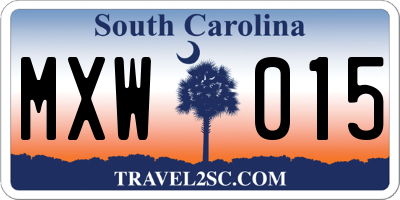 SC license plate MXW015