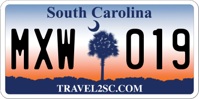 SC license plate MXW019