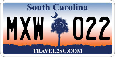 SC license plate MXW022