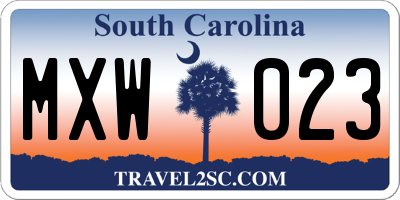 SC license plate MXW023
