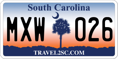SC license plate MXW026