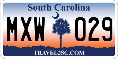 SC license plate MXW029