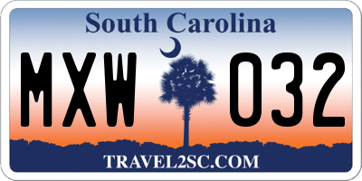 SC license plate MXW032