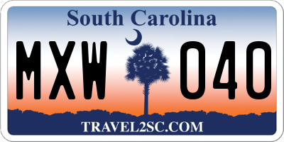 SC license plate MXW040