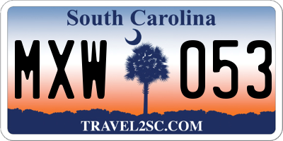 SC license plate MXW053