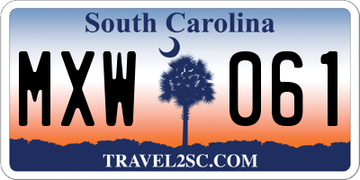 SC license plate MXW061