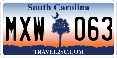 SC license plate MXW063