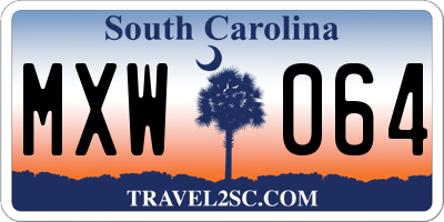 SC license plate MXW064