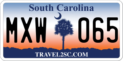 SC license plate MXW065