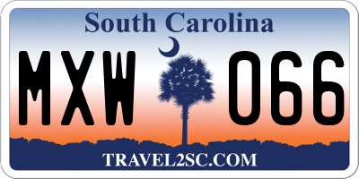 SC license plate MXW066