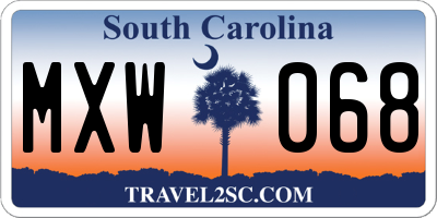 SC license plate MXW068