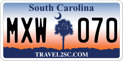 SC license plate MXW070