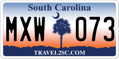 SC license plate MXW073