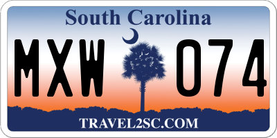 SC license plate MXW074