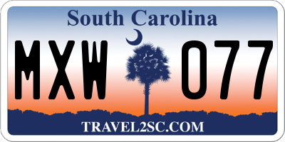 SC license plate MXW077