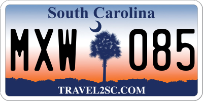 SC license plate MXW085