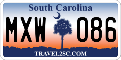 SC license plate MXW086
