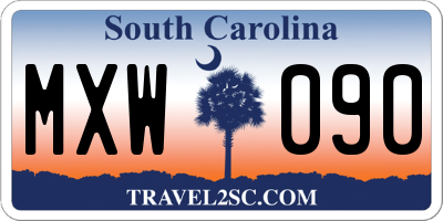 SC license plate MXW090