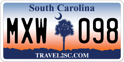 SC license plate MXW098