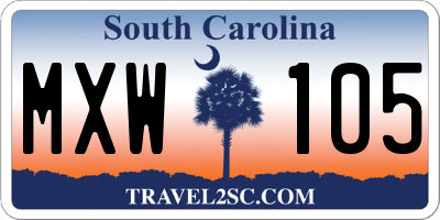 SC license plate MXW105