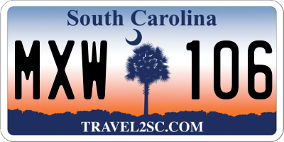 SC license plate MXW106