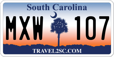 SC license plate MXW107