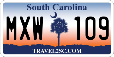 SC license plate MXW109