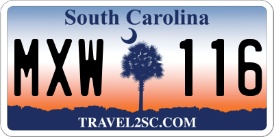 SC license plate MXW116