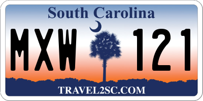 SC license plate MXW121