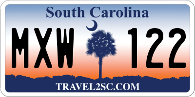 SC license plate MXW122