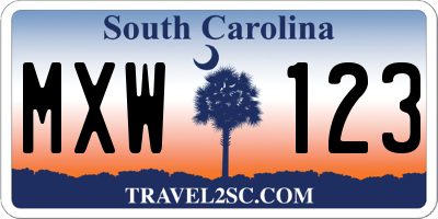 SC license plate MXW123