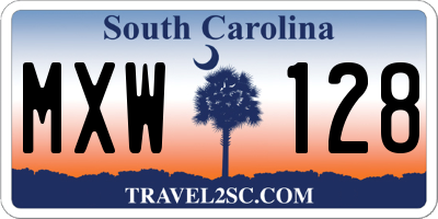 SC license plate MXW128