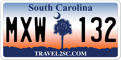 SC license plate MXW132