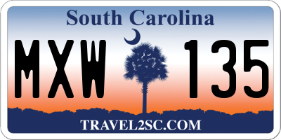 SC license plate MXW135