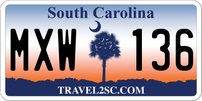 SC license plate MXW136