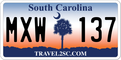 SC license plate MXW137