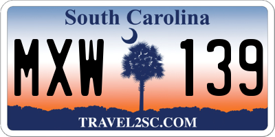 SC license plate MXW139