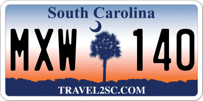 SC license plate MXW140