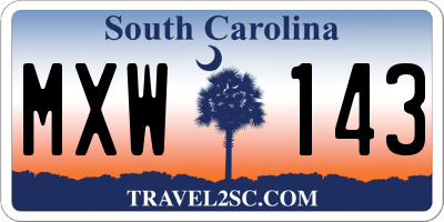 SC license plate MXW143