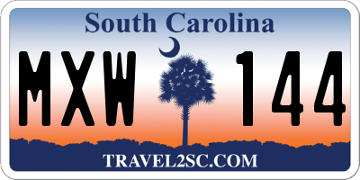 SC license plate MXW144