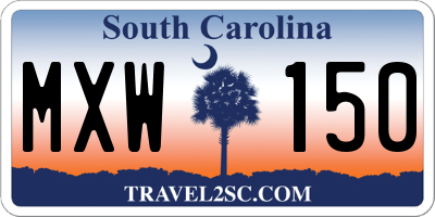 SC license plate MXW150