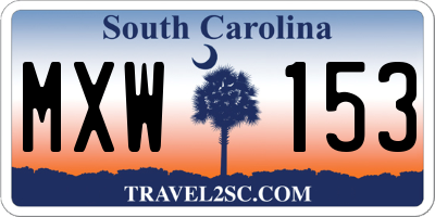 SC license plate MXW153