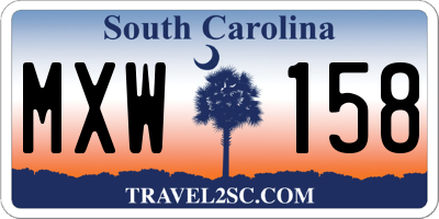 SC license plate MXW158