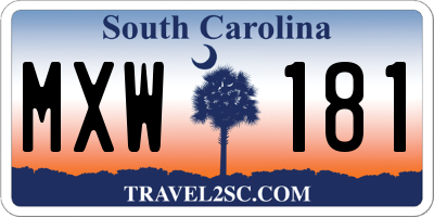 SC license plate MXW181